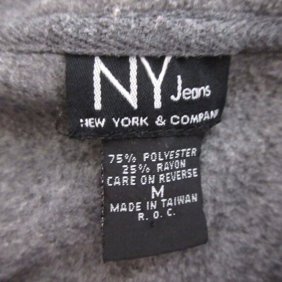 NY Jeans Sweater Vest Womens Medium Gray V-Neck Pullover Fleece Vintage 1" Slit - Picture 3 of 6
